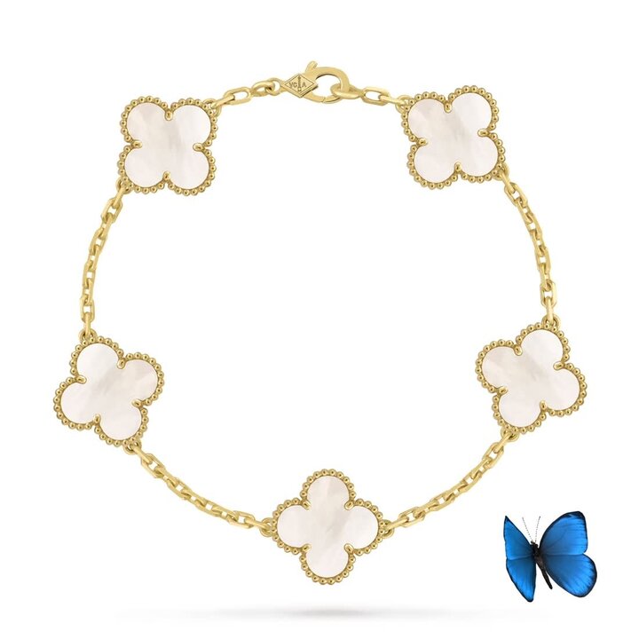 ヴィンテージ アルハンブラ ブレスレット、5モチーフ 18K イエロー