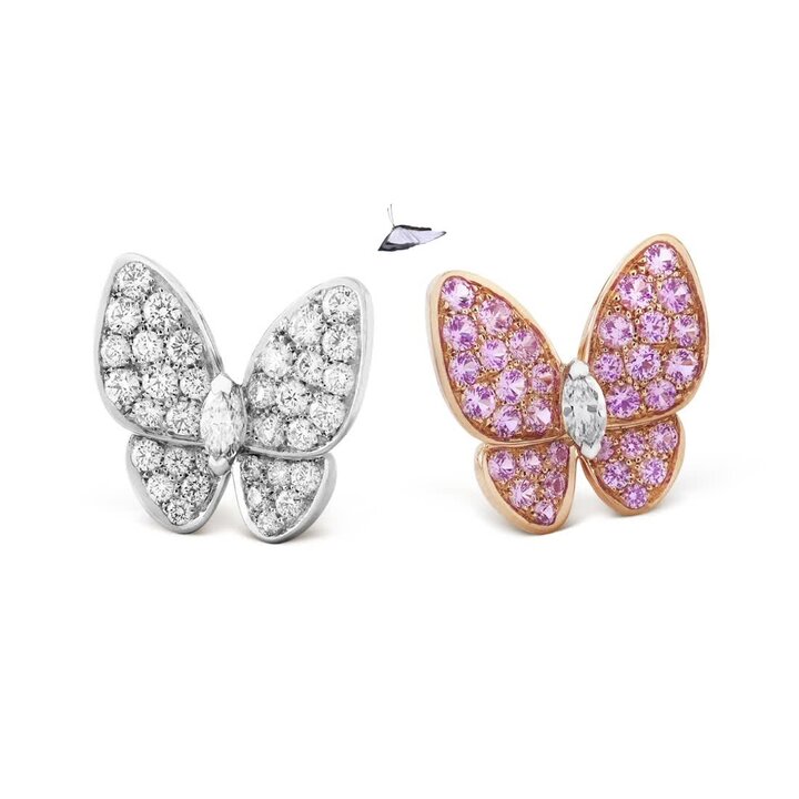 シンメトリック ドゥ パピヨン イヤリング 18K ホワイトゴールド, 18K
