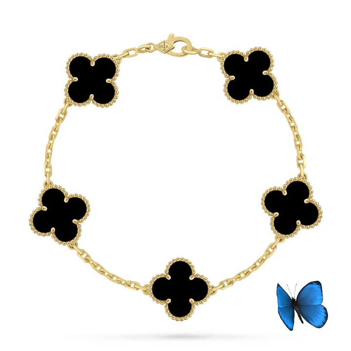 ヴィンテージ アルハンブラ ブレスレット、5モチーフ 18K イエロー