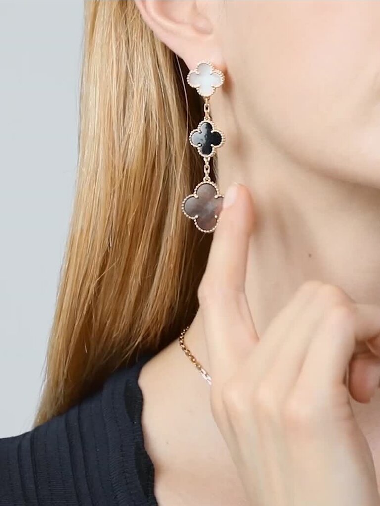 マジック アルハンブラ イヤリング、3モチーフ 18K イエロー
