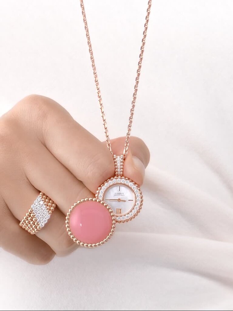 ペルレ シークレット ペンダント ウォッチ 18K ローズ ゴールド